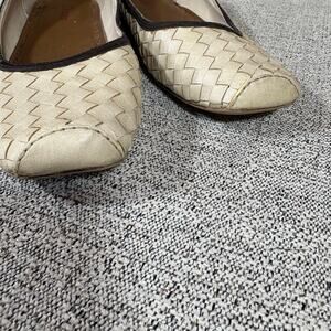 Dexter Cream Faux Leather Woven Ballet Flats SZ 7.5